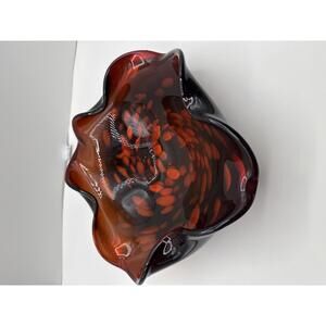 Murano art glass decorative bowl in red and metallic gold